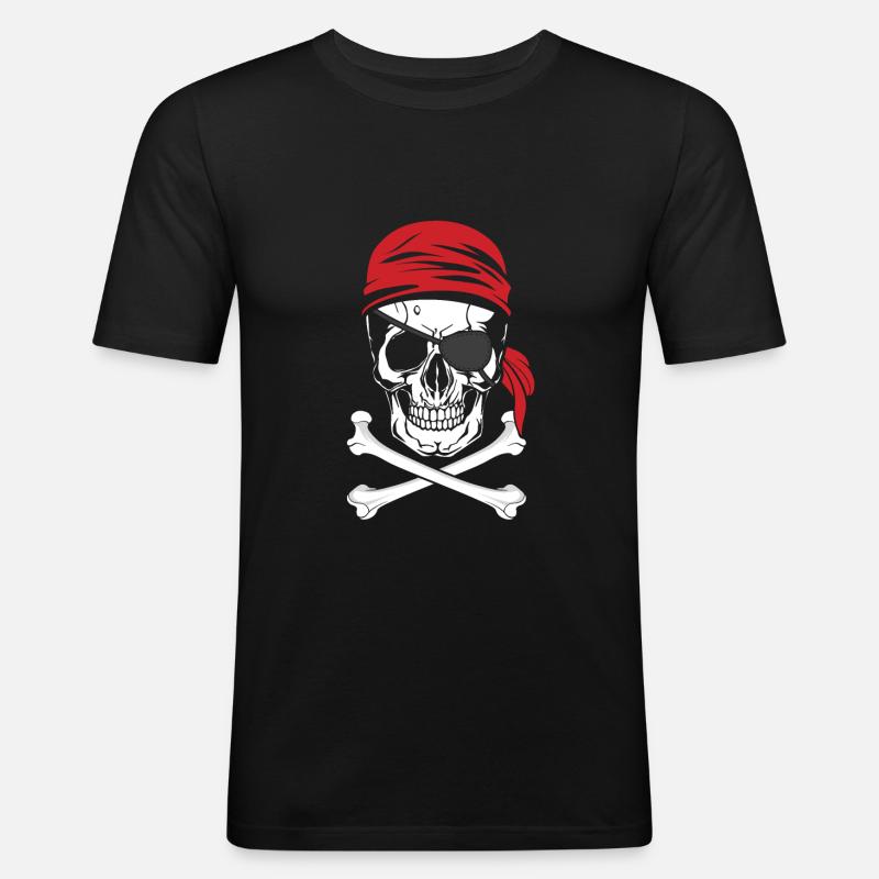 Pirate - pirate avec cache-oeil - T-shirt près du corps Homme - noir