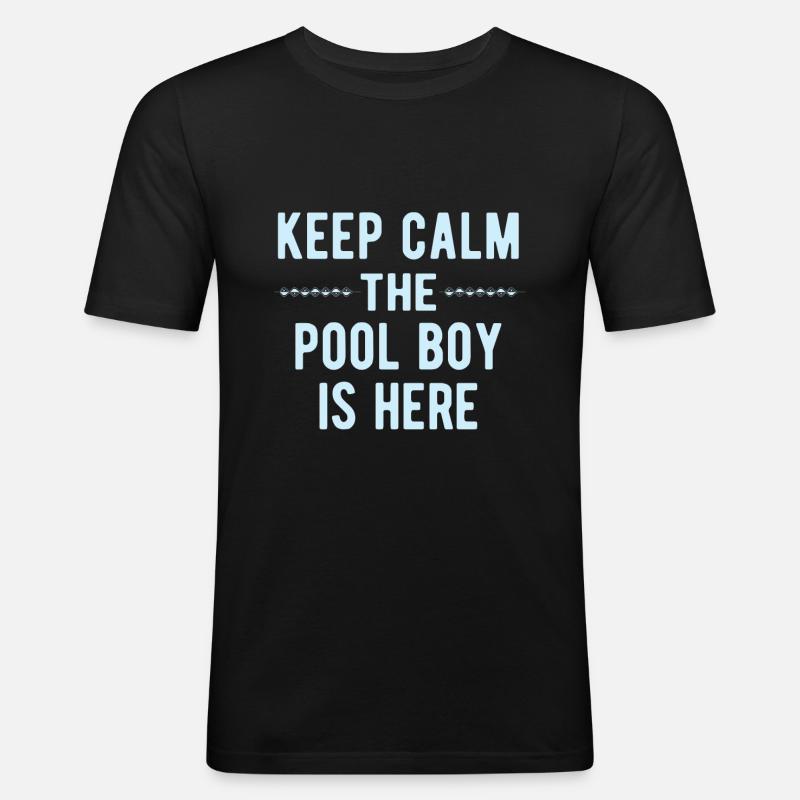 Pool Boy: Keep Calm - Männer Slim Fit T-Shirt - Schwarz