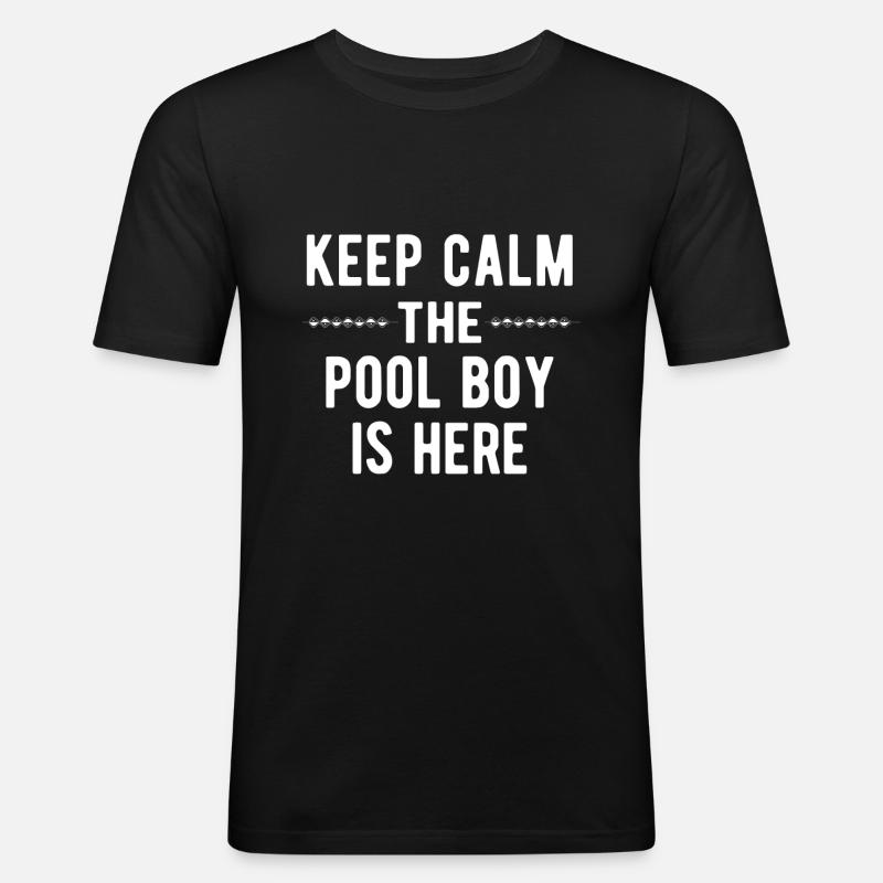 Pool Boy: Keep Calm - Männer Slim Fit T-Shirt - Schwarz