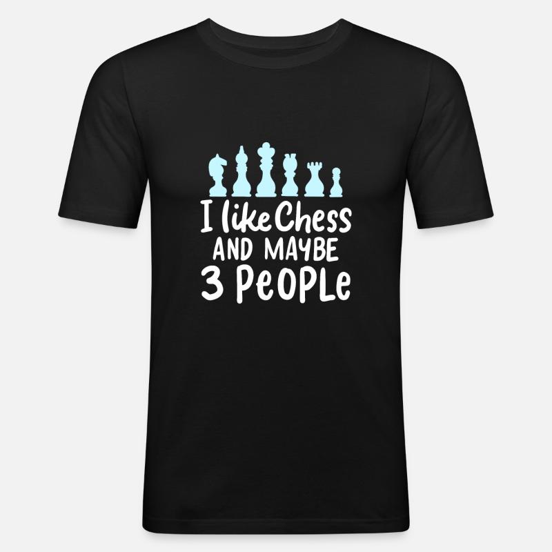 ÉCHECS: J'aime les échecs - T-shirt près du corps Homme - noir