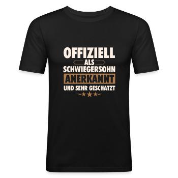 Schwiegersohn | Geschenk Schwiegersöhne Geburtstag - Männer Slim Fit T-Shirt - Schwarz - Vorne - Nik (191cm)