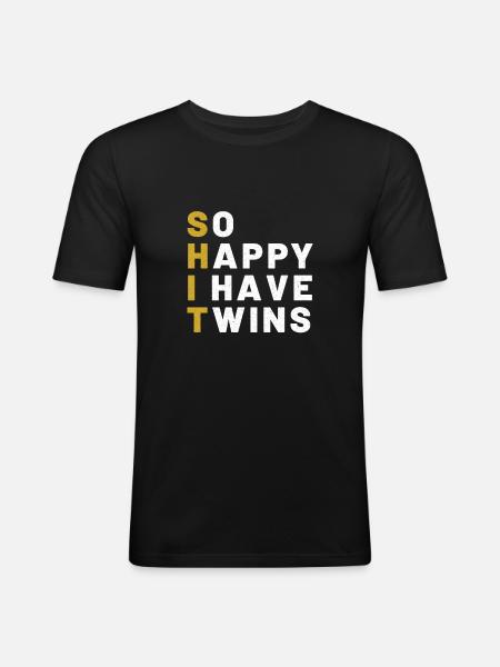 Twin Papa Twins Father Pregnancy - Men's Slim Fit T-Shirt - black