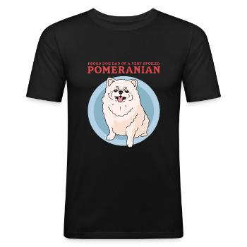 Poméranie Papa Propriétaire de Chien Zwergspitz Cadeau - T-shirt près du corps Homme - noir - Devant - Nik (191cm)