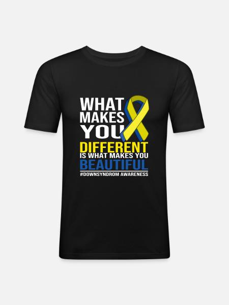 Different Beautiful Downsyndrom Awareness - Männer Slim Fit T-Shirt - Schwarz