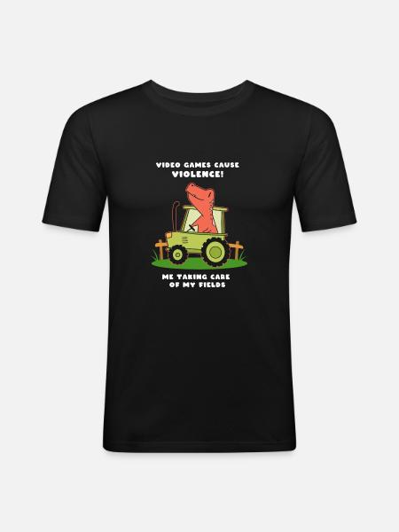 Video game Agriculture meme - Men's Slim Fit T-Shirt - black