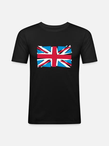 Crazy Union Jack - Männer Slim Fit T-Shirt - Schwarz