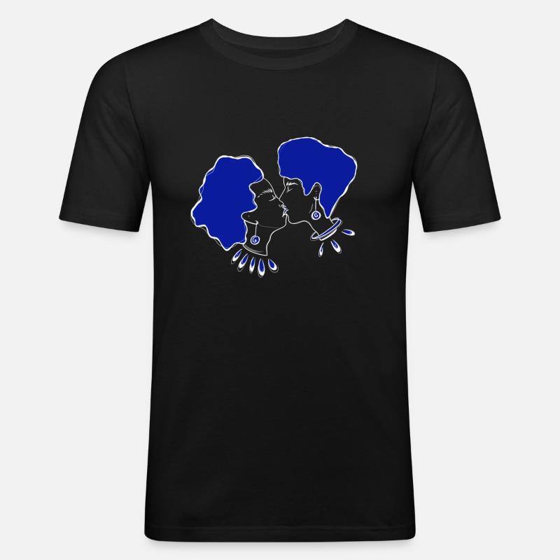 blau - Männer Slim Fit T-Shirt - Schwarz