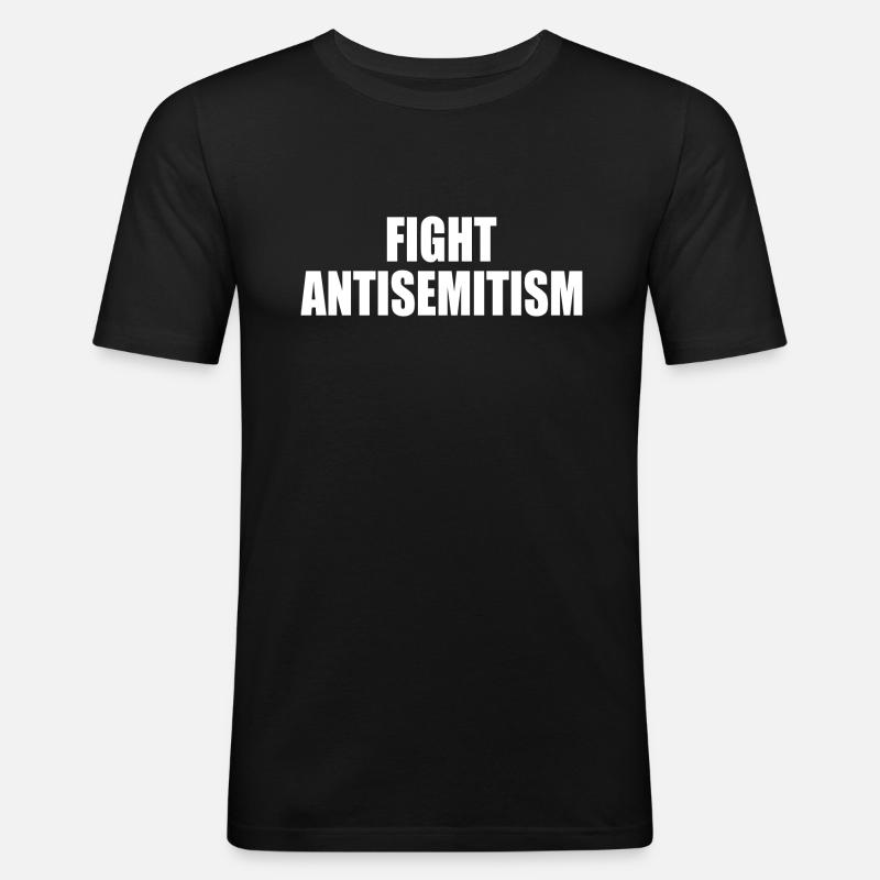 fight antisemitism - Männer Slim Fit T-Shirt - Schwarz