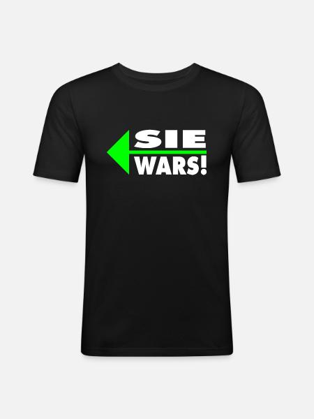 Sie wars! Partner- oder Partyshirt - Männer Slim Fit T-Shirt - Schwarz
