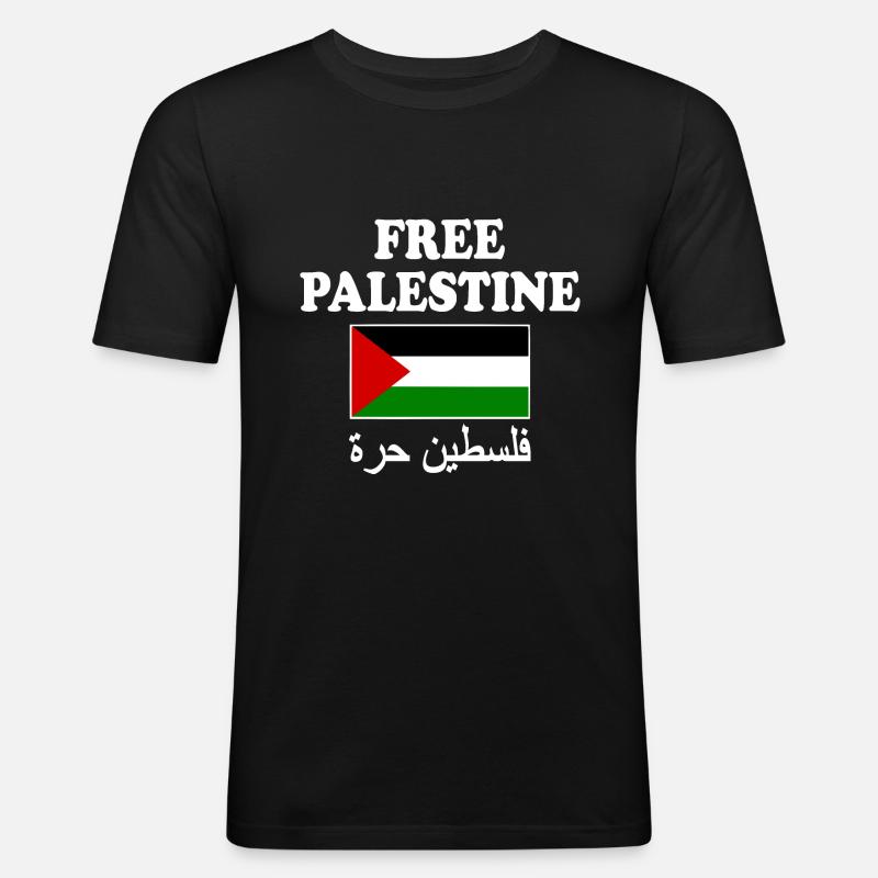 Free palestine - Männer Slim Fit T-Shirt - Schwarz