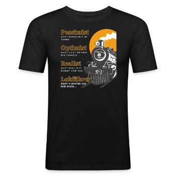 Zug Spruch, lustiger Zug Spruch, Zugliebhaber - Männer Slim Fit T-Shirt - Schwarz - Vorne - Nik (191cm)