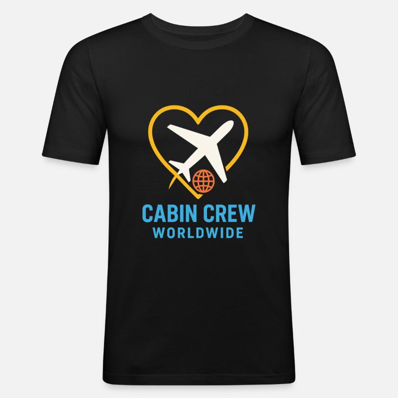 Flugbegleiter Kabinencrew Leben Luftfahrt - Männer Slim Fit T-Shirt - Schwarz