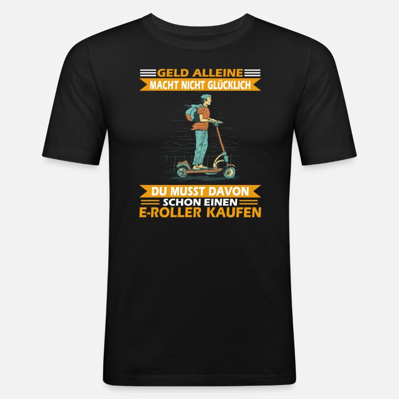 E-Roller Roller E-Scooter - Männer Slim Fit T-Shirt - Schwarz