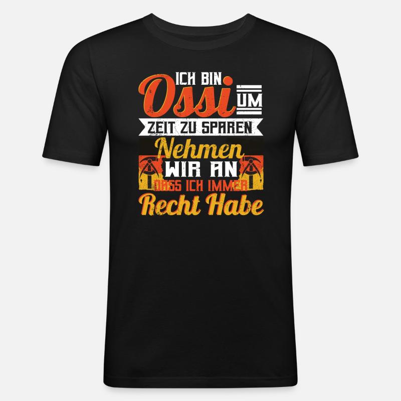 Ostdeutscher Ossi Ostdeutscher - Männer Slim Fit T-Shirt - Schwarz