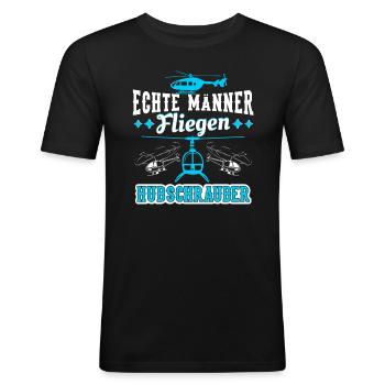 Herren Helikopter Hubschrauber Pilot Heli - Männer Slim Fit T-Shirt - Schwarz - Vorne - Nik (191cm)