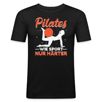 Pilates wie Sport nur härter - Männer Slim Fit T-Shirt - Schwarz - Vorne - Nik (191cm)