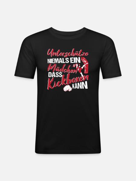 Kickboxen Mädchen Kampfsport Boxen - Männer Slim Fit T-Shirt - Schwarz