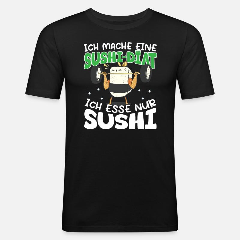 Sushi Diät - Männer Slim Fit T-Shirt - Schwarz
