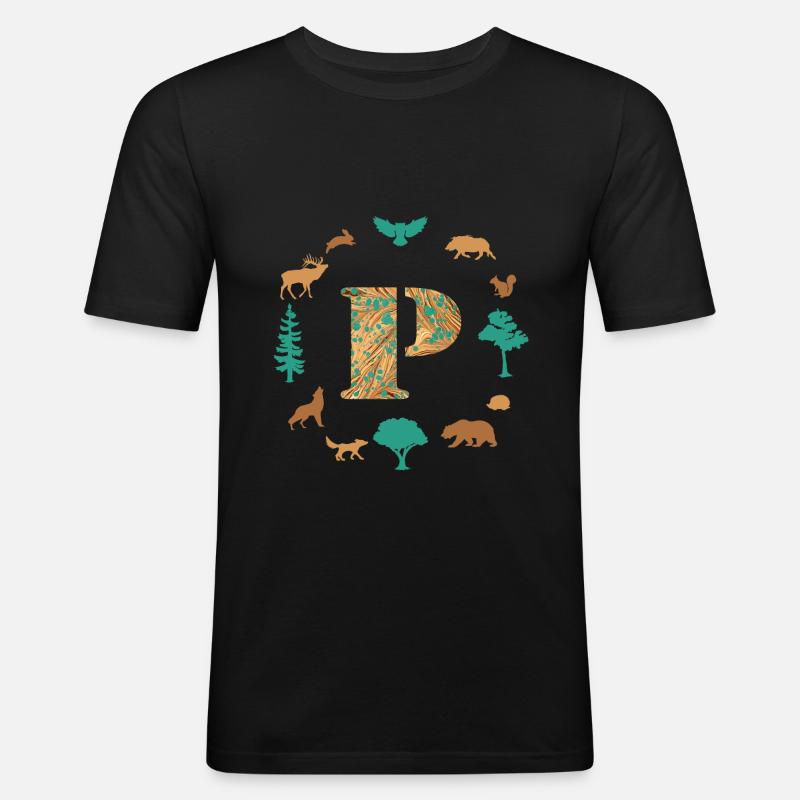 wald e 95 p - Männer Slim Fit T-Shirt - Schwarz