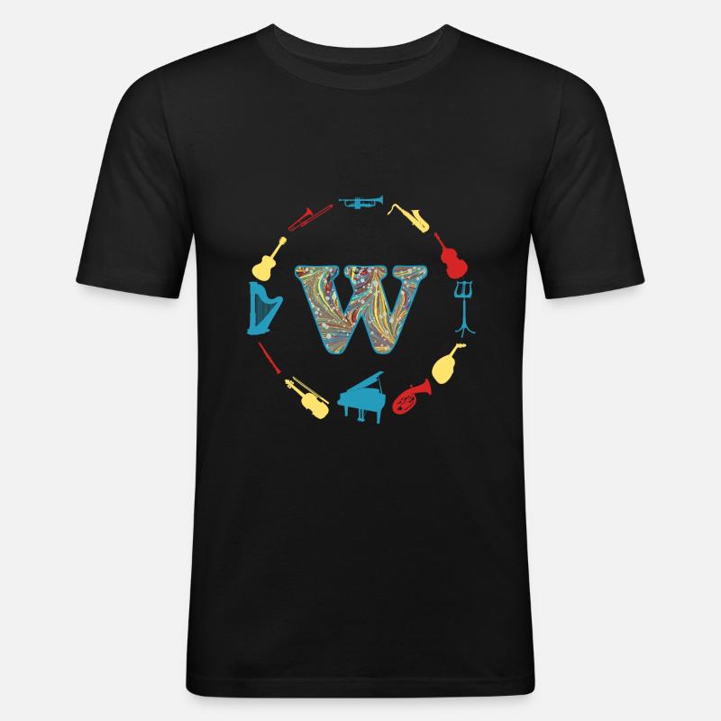 musik e 201 w - Männer Slim Fit T-Shirt - Schwarz