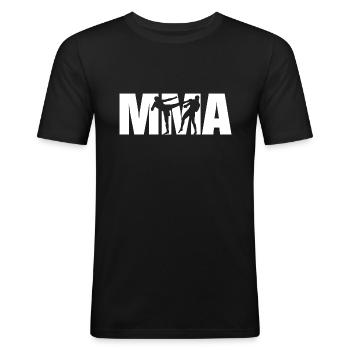 MMA Kampfsport Karate Teakwondo BJJ Cagefight - Männer Slim Fit T-Shirt - Schwarz - Vorne - Nik (191cm)
