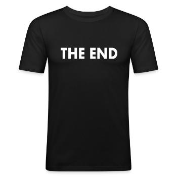The end - Männer Slim Fit T-Shirt - Schwarz - Vorne - Nik (191cm)