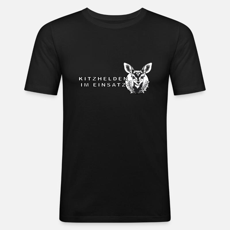 Kitzhelden im Einsatz - Männer Slim Fit T-Shirt - Schwarz