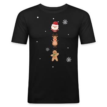 Santa - Dear - Gingerbread - Männer Slim Fit T-Shirt - Schwarz - Vorne - Nik (191cm)