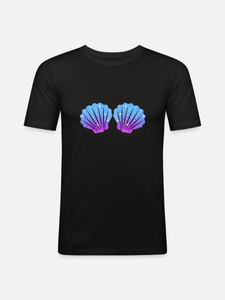 mermaid seashell - Men's Slim Fit T-Shirt - black