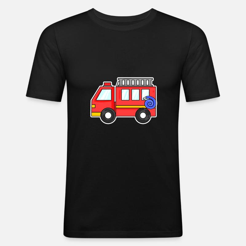 Feuerwehrauto - Männer Slim Fit T-Shirt - Schwarz