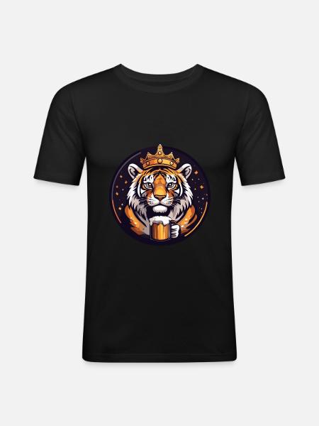 Tiger Bier - Männer Slim Fit T-Shirt - Schwarz