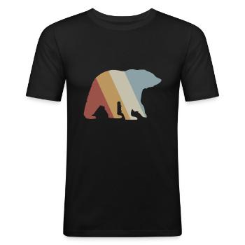 Ours Retro Style Vintage - T-shirt près du corps Homme - noir - Devant - Nik (191cm)