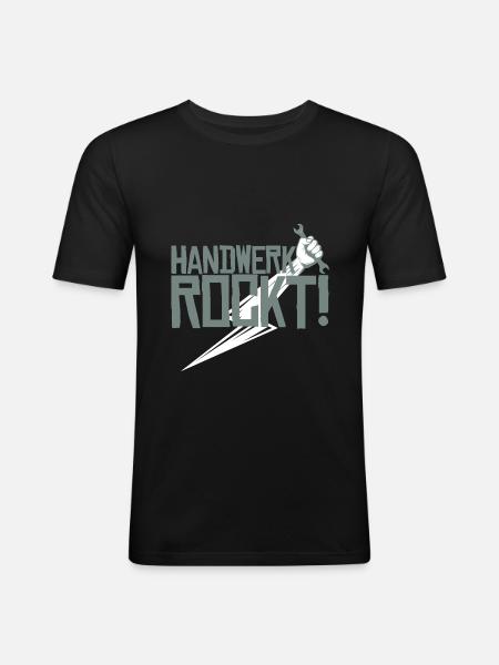 Handwerk rockt - Männer Slim Fit T-Shirt - Schwarz