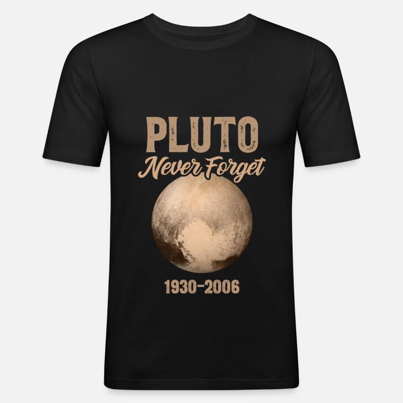 Pluto Never Forget - Männer Slim Fit T-Shirt - Schwarz