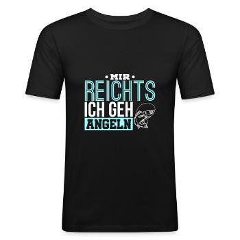 Mir Reichts ich geh Spruch Angeln Geschenk - Männer Slim Fit T-Shirt - Schwarz - Vorne - Nik (191cm)