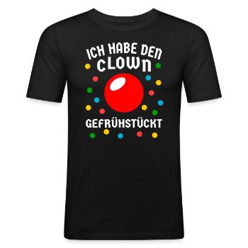Faschingsmuffel Clown gefrühstückt Kein Kostüm Fun - Männer Slim Fit T-Shirt - Schwarz - Vorne - Nik (191cm)