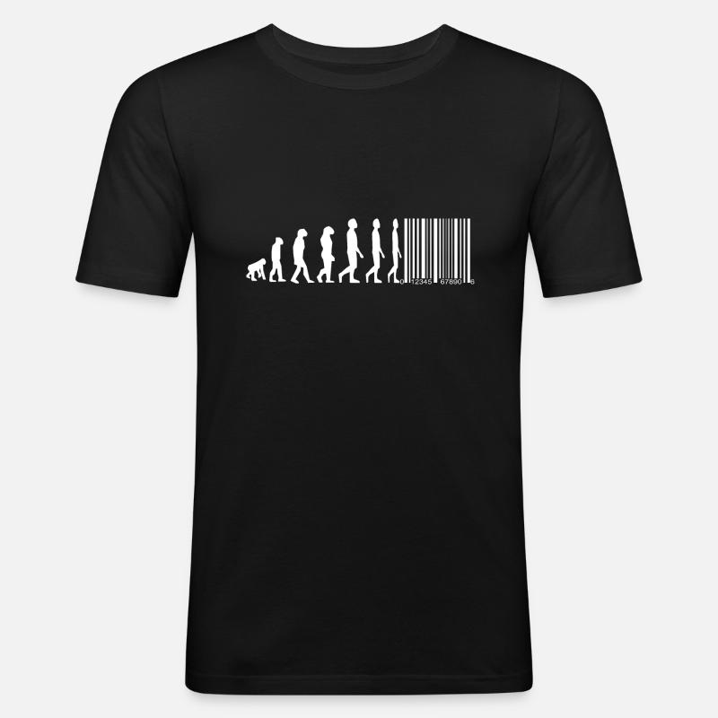 Evolution Barcode - Männer Slim Fit T-Shirt - Schwarz