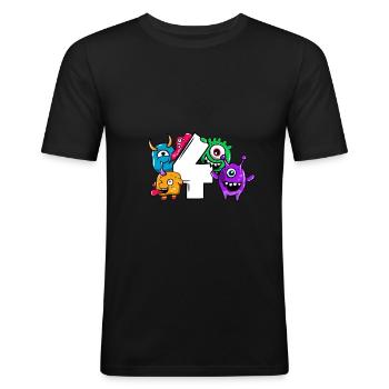 Monstre quatrième anniversaire 4 ans cadeau - T-shirt près du corps Homme - noir - Devant - Nik (191cm)