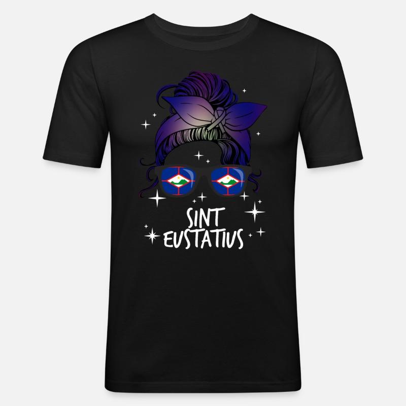 Sint Eustatius - Männer Slim Fit T-Shirt - Schwarz