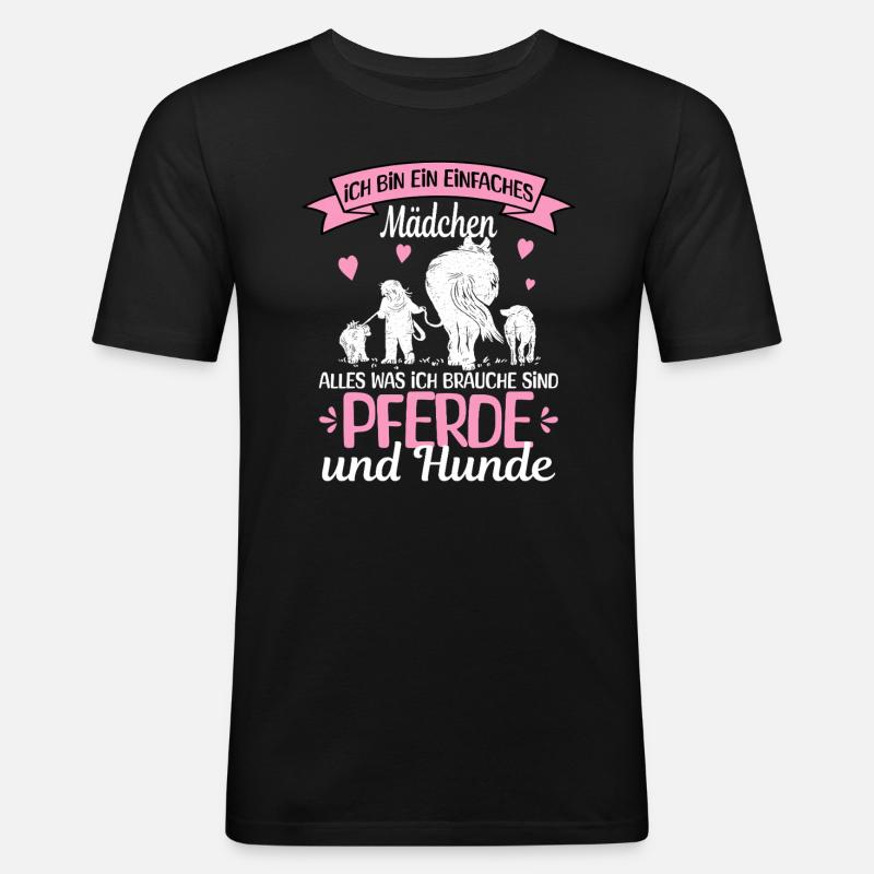 Einfaches Mädchen Pferde - Männer Slim Fit T-Shirt - Schwarz