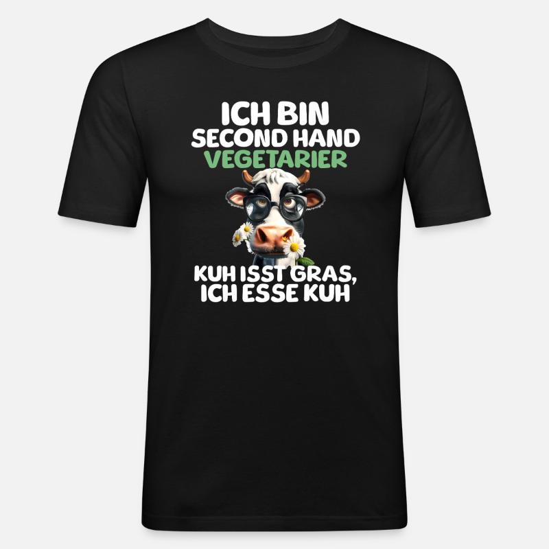 Second Hand Vegetarier - Männer Slim Fit T-Shirt - Schwarz