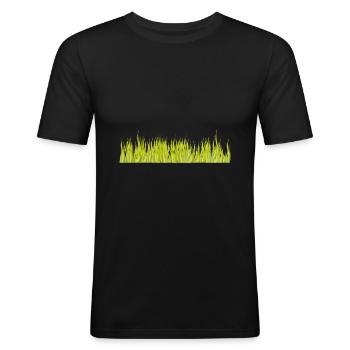 Grass green meadow nature as a take away balcony - Men's Slim Fit T-Shirt - black - Front - Nik (191cm)