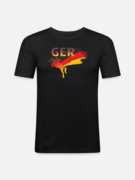 deutschland Reiten - Männer Slim Fit T-Shirt - Schwarz