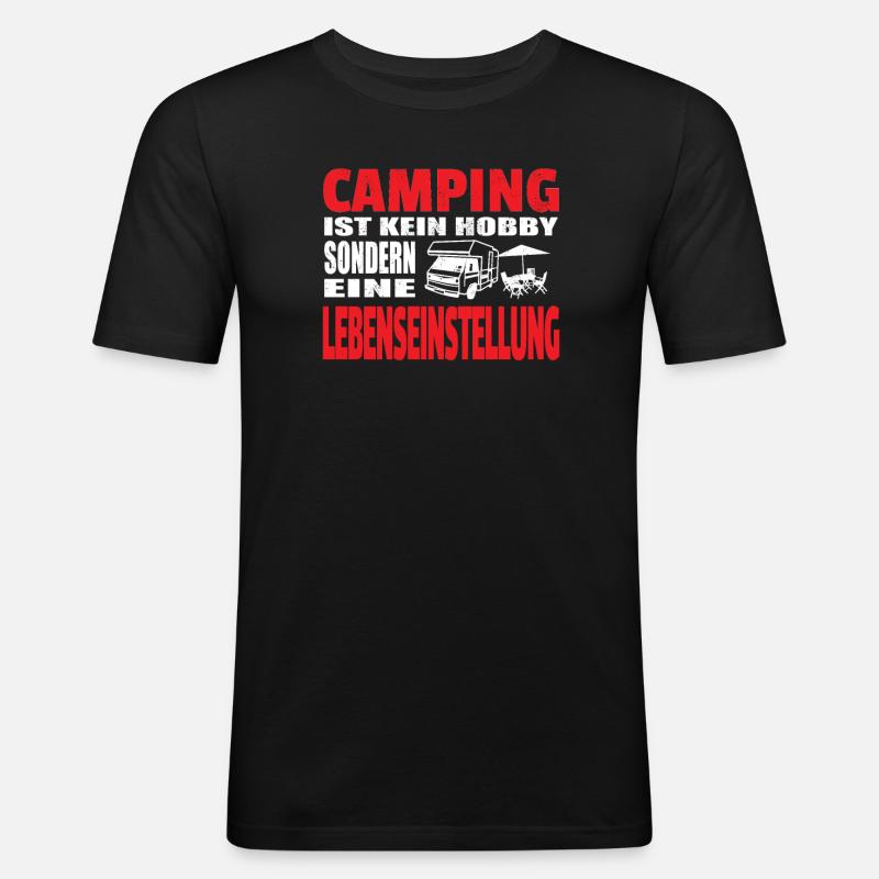 Camper Geschenkidee Camping - Männer Slim Fit T-Shirt - Schwarz
