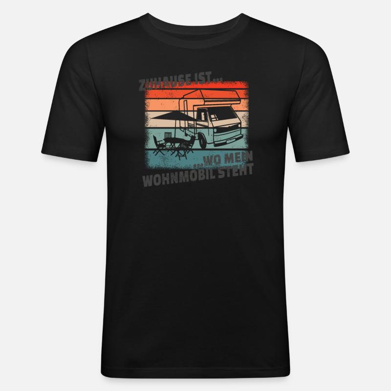 Camper Geschenkidee Camping - Männer Slim Fit T-Shirt - Schwarz