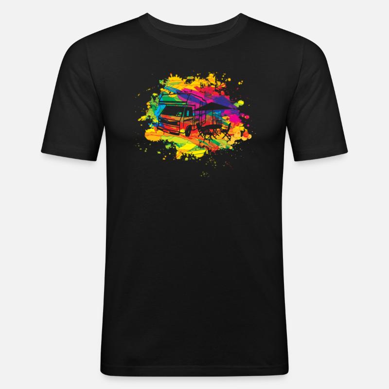 Camper Geschenkidee Camping - Männer Slim Fit T-Shirt - Schwarz