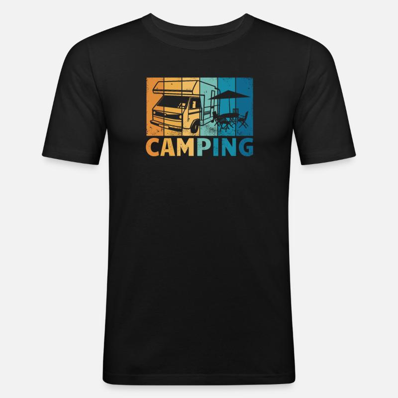 Camper Geschenkidee Camping - Männer Slim Fit T-Shirt - Schwarz
