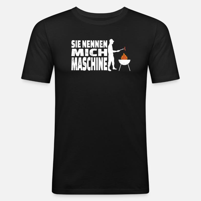 Grillen und Camper Geschenkidee - Männer Slim Fit T-Shirt - Schwarz