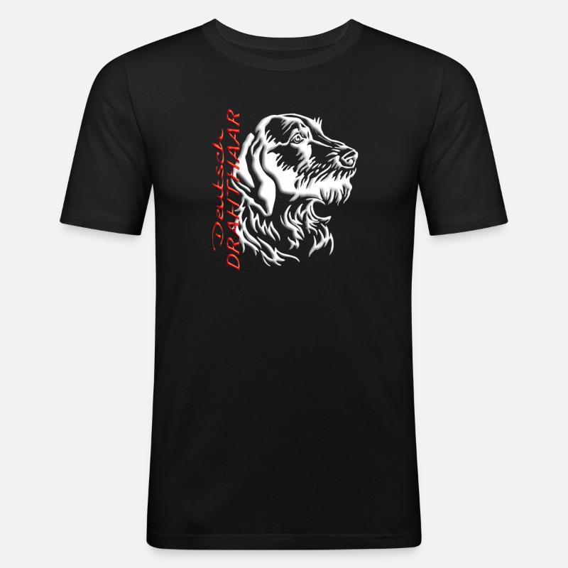 Hunde Deutsch Drahthaar Hundebesitzer - Männer Slim Fit T-Shirt - Schwarz