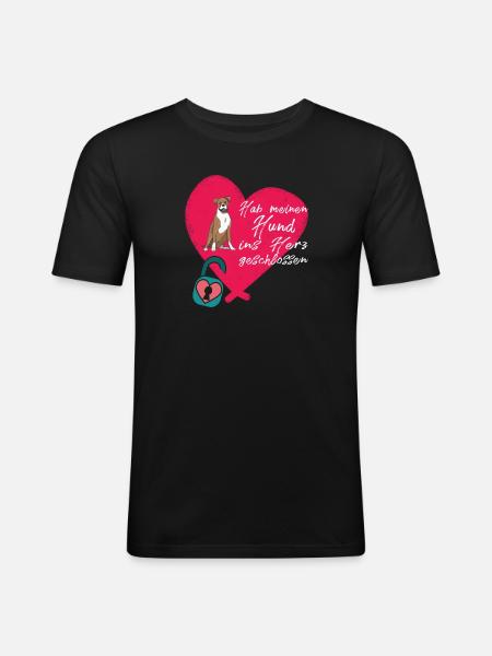 Hund Boxer Hundebesitzer Geschenkidee - Männer Slim Fit T-Shirt - Schwarz